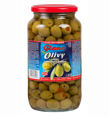 Zelené olivy s paprikovou pastou 935ml 